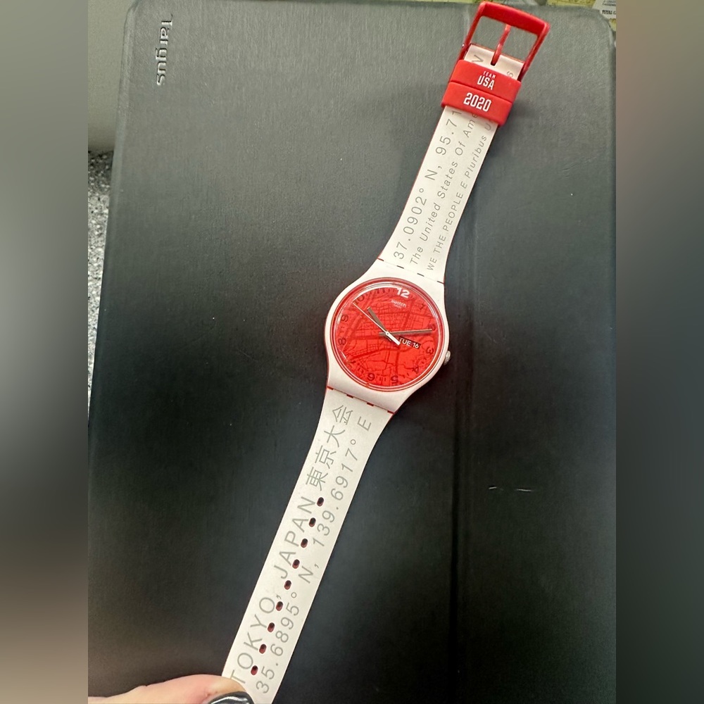Swatch 2020 Olympic red and white